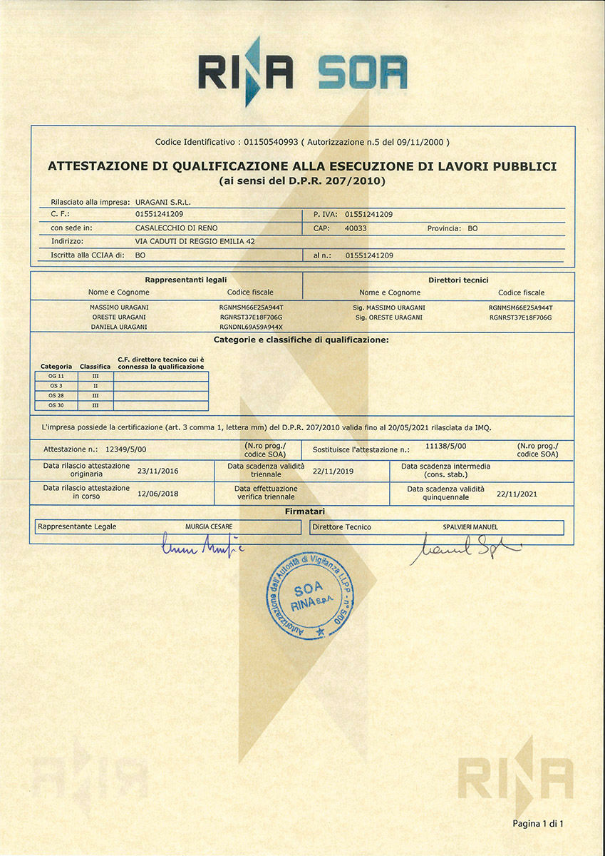certificato SOA